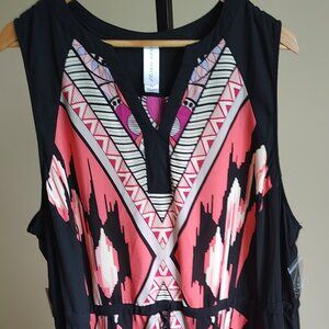 Pure Energy Sleeveless Maxi Dress - Black/Pink/Magenta - Size 3X
